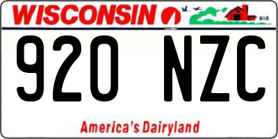 WI license plate 920NZC