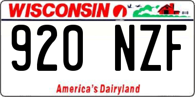 WI license plate 920NZF