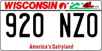 WI license plate 920NZO