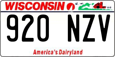 WI license plate 920NZV
