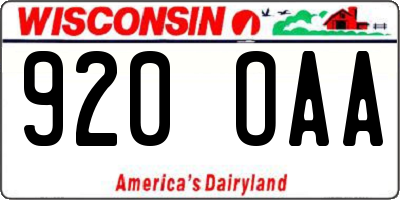 WI license plate 920OAA