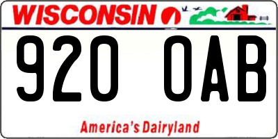 WI license plate 920OAB