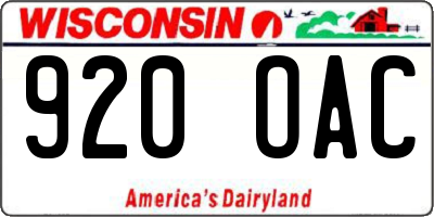 WI license plate 920OAC