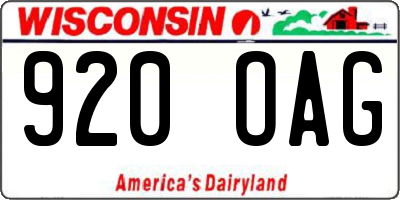WI license plate 920OAG