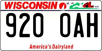 WI license plate 920OAH