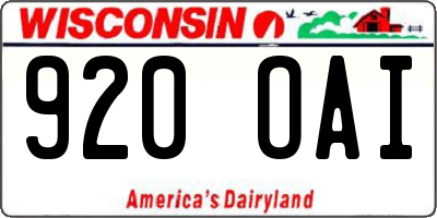 WI license plate 920OAI
