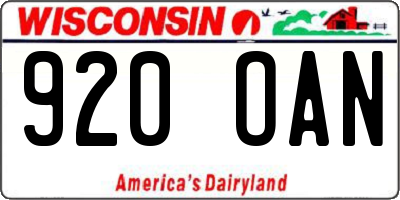 WI license plate 920OAN