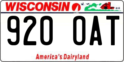 WI license plate 920OAT