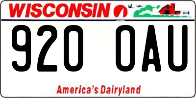 WI license plate 920OAU