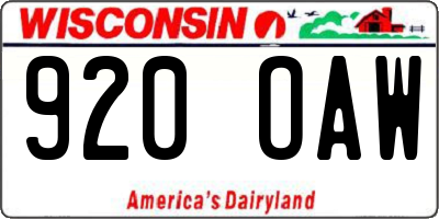 WI license plate 920OAW