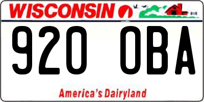 WI license plate 920OBA