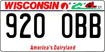 WI license plate 920OBB