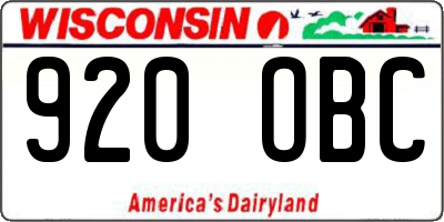 WI license plate 920OBC