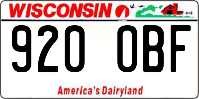 WI license plate 920OBF