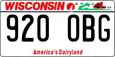 WI license plate 920OBG