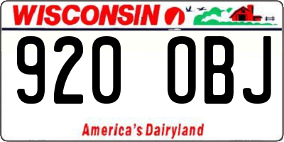 WI license plate 920OBJ
