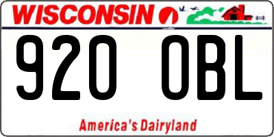 WI license plate 920OBL