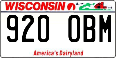 WI license plate 920OBM