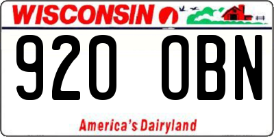 WI license plate 920OBN