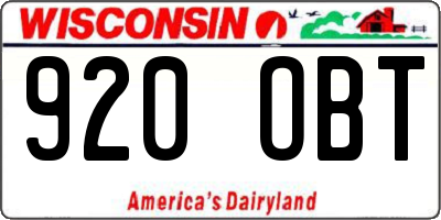 WI license plate 920OBT