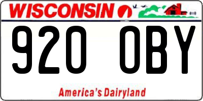 WI license plate 920OBY