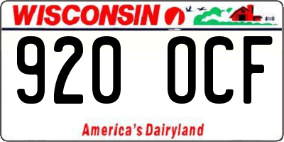 WI license plate 920OCF