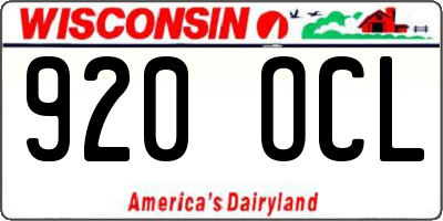 WI license plate 920OCL