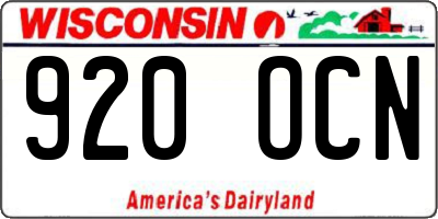 WI license plate 920OCN