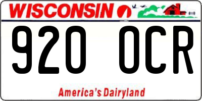 WI license plate 920OCR