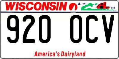 WI license plate 920OCV