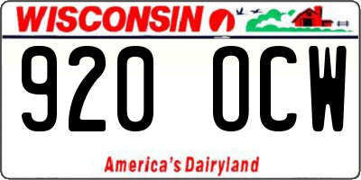 WI license plate 920OCW