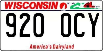 WI license plate 920OCY