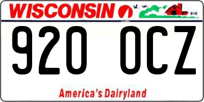 WI license plate 920OCZ