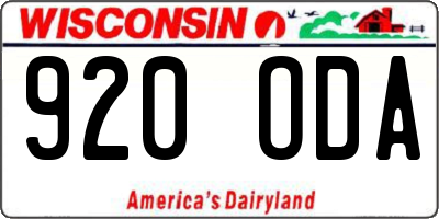 WI license plate 920ODA