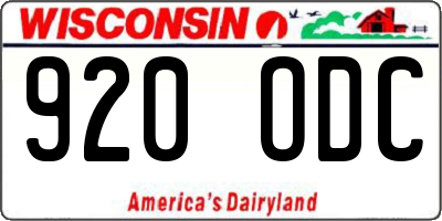 WI license plate 920ODC