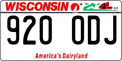 WI license plate 920ODJ