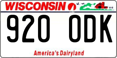 WI license plate 920ODK