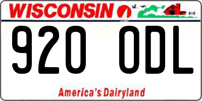 WI license plate 920ODL