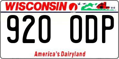 WI license plate 920ODP