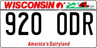 WI license plate 920ODR