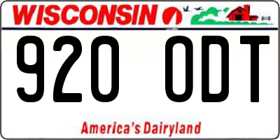 WI license plate 920ODT