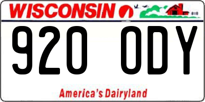 WI license plate 920ODY