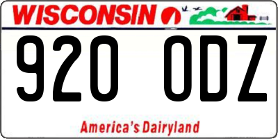 WI license plate 920ODZ