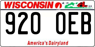 WI license plate 920OEB