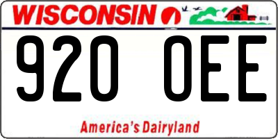 WI license plate 920OEE