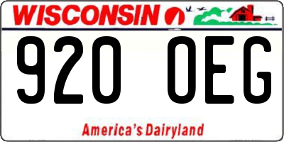 WI license plate 920OEG