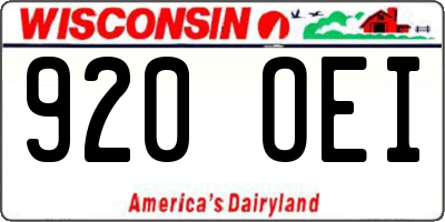 WI license plate 920OEI
