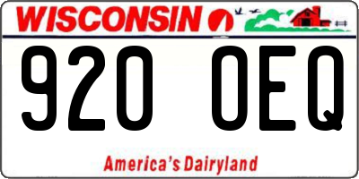 WI license plate 920OEQ