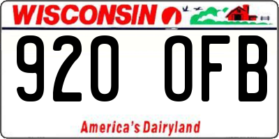 WI license plate 920OFB