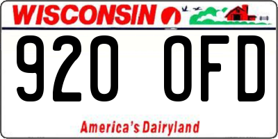 WI license plate 920OFD